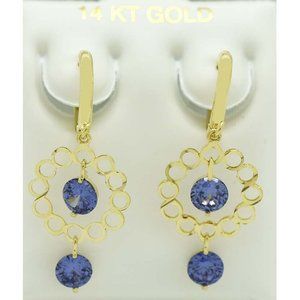 Tanzanite 2.06 Cts Chandelier Earrings 14k Yellow Gold